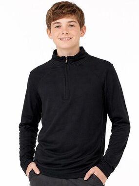 NEW REI Kids Merino Wool Zip Neck Top XL Black
